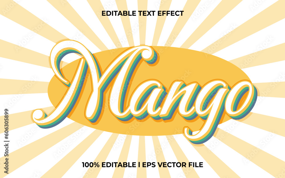 Poster mango 3d text effect and editable text, template 3d style use for fresh tittle