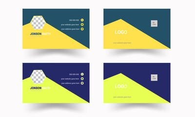 Set of modern business card print templates.Vector creative business card template with triangles,Blue modern creative business card.