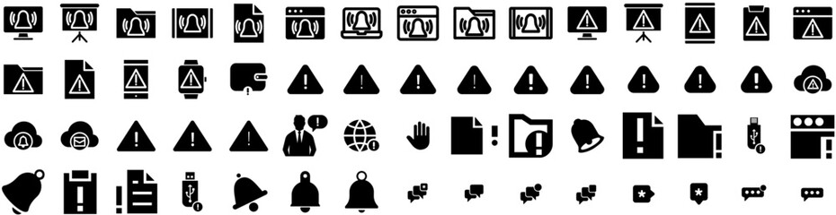 Set Of Alert Icons Isolated Silhouette Solid Icon With Security, Alert, Danger, Illustration, Attention, Sign, Icon Infographic Simple Vector Illustration Logo
