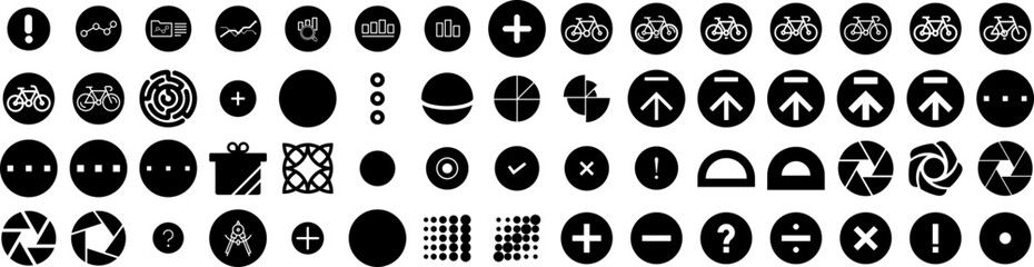 Set Of Circle Icons Isolated Silhouette Solid Icon With Design, Circle, Background, Round, Vector, Set, Abstract Infographic Simple Vector Illustration Logo