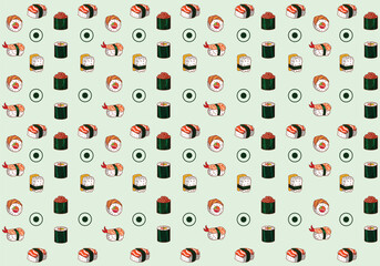 seamless pattern with rsushi food