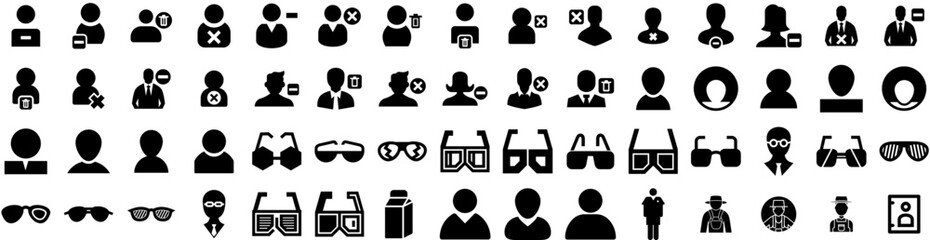 Set Of Person Icons Isolated Silhouette Solid Icon With Team, Group, People, Business, Person, Female, Office Infographic Simple Vector Illustration Logo