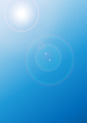 風景　縦向き太陽と空と雲の背景イラスト