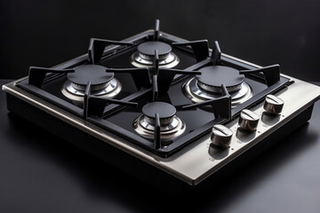 Domestic kitchen gas stove top cooker without flame - obrazy, fototapety, plakaty