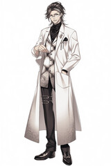 医者の男性キャラクターの全身イラスト(AI generated image)
