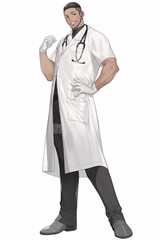 医者の男性キャラクターの全身イラスト(AI generated image)