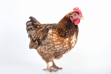 Hen on white background