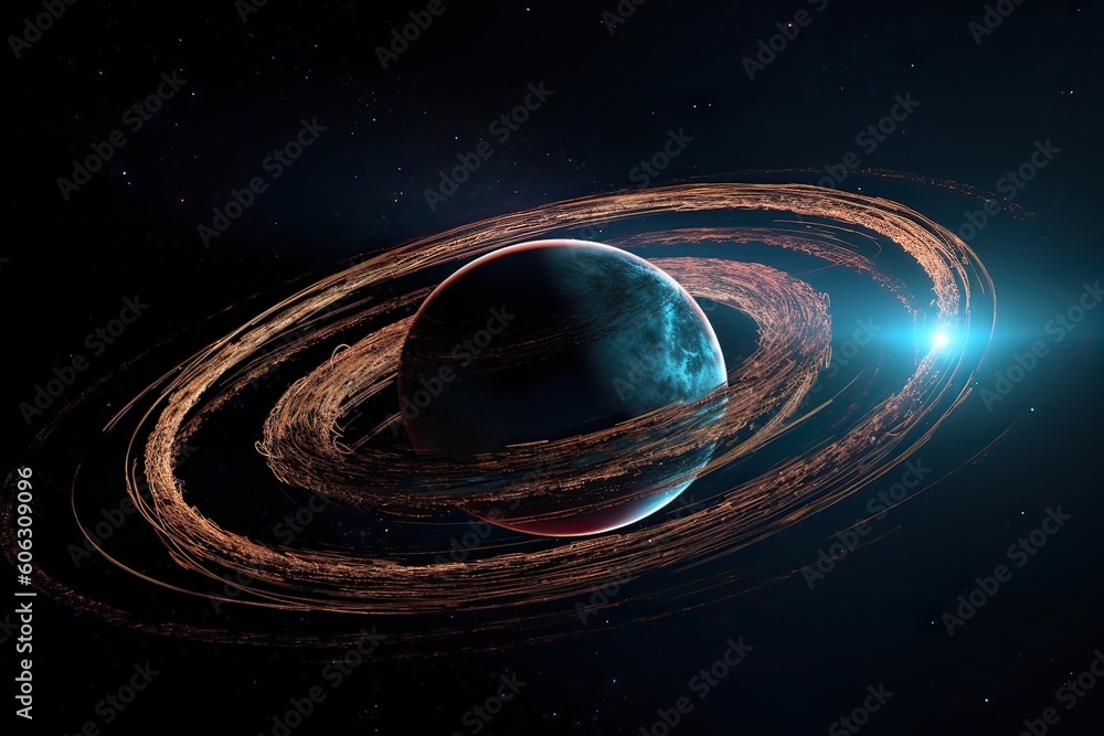 Wall mural close up space scene with planets, stars and galaxies. space galaxy background with planet and aster