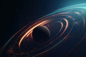 close up Space scene with planets, stars and galaxies. Space galaxy background with planet and asteroids. Generative Ai.