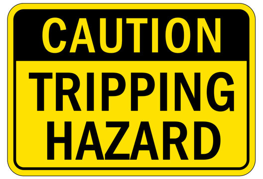Slip and trip hazard sign and labels