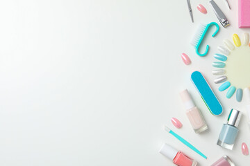 Concept of nail art, tools for pedicure and manicure