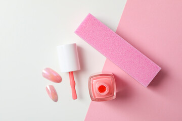 Concept of nail art, tools for pedicure and manicure