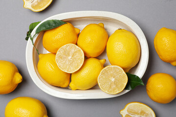 Fototapeta na wymiar Concept of tasty citrus fruit - delicious lemon