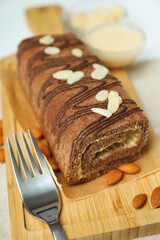 Concept of delicious sweet food - cake roll