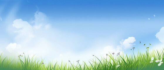 Obraz na płótnie Canvas Nature spring background with blue sky and sunlight