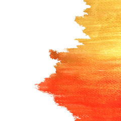 watercolor painting template wave abstract red and gold hand drawn texture. png white background. asian japan style.