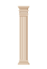 Obraz premium Ancient column concept. Sculpure in barocco style. Old Greece or Rome Emperior. Doric ornaments, antique colonnade and pillar. Cartoon flat vector illustration isolated on white background