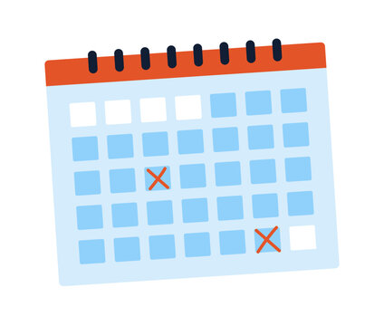 Calendar with marks concept. Efficient workflow organization and time management. Planning and setting goals, tasks, scheduling. Cartoon flat vector illustration isolated on white background
