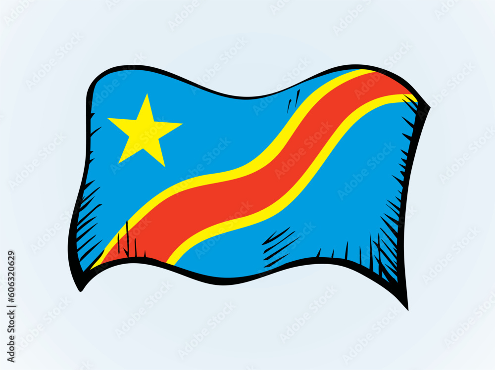 Wall mural flag of the congo. vector drawing icon