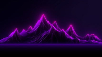 Night view mountain with violet neon glow