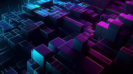 Synthwave 3D Background Holographic Cubes