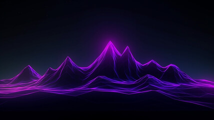 Fototapeta na wymiar Night view mountain with violet neon glow