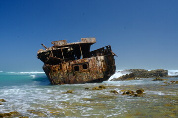 Sunken ship on the coast