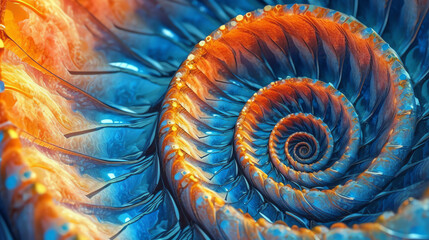 Mathematical beauty of Fibonacci spirals background wallpaper. generative AI - obrazy, fototapety, plakaty