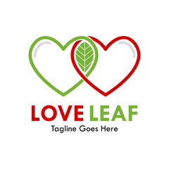 Love leaf design logo template illustration