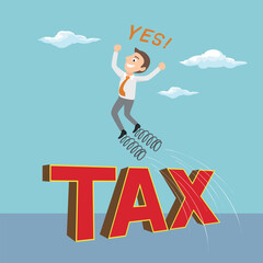 Businessman skipping tax with metal spring, illustration vector cartoon