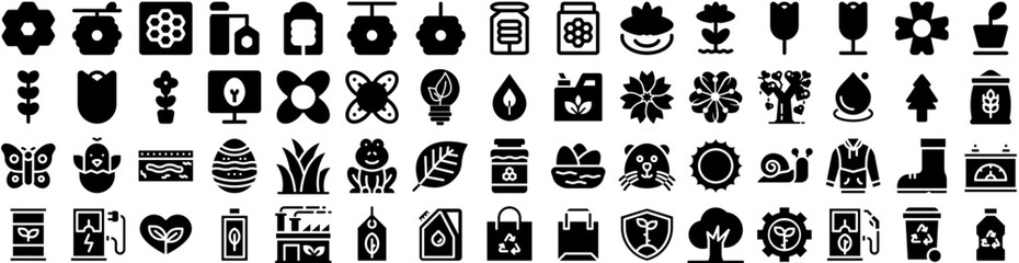 Set Of Nature Icons Isolated Silhouette Solid Icon With Natural, Background, Nature, Beautiful, Summer, Outdoor, Green Infographic Simple Vector Illustration Logo