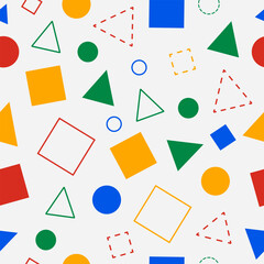 Colorfull geometric pattern repeat with fresh primary color in flat style. Seamless pattern background suitable for print and creative needs