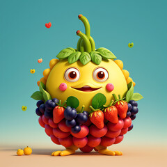 Cute Fruit Character for Kid, Cute Monster for Child, Cartoon Monster