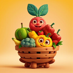 Cute Fruit Character for Kid, Cute Monster for Child, Cartoon Monster