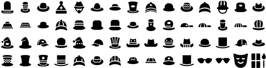 Set Of Costume Icons Isolated Silhouette Solid Icon With Party, Holiday, Celebration, Happy, Costume, Halloween, Spooky Infographic Simple Vector Illustration Logo