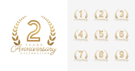 Shiny anniversary logo collections. Number for birthday event or invitation card with Luxury concept - obrazy, fototapety, plakaty