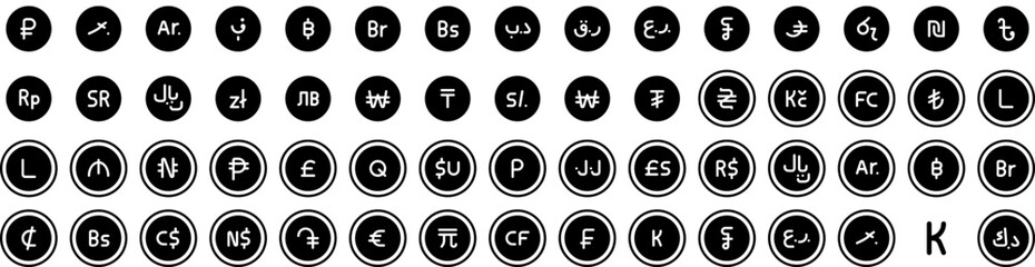 Set Of Forex Icons Isolated Silhouette Solid Icon With Finance, Money, Graph, Market, Technology, Forex, Business Infographic Simple Vector Illustration Logo