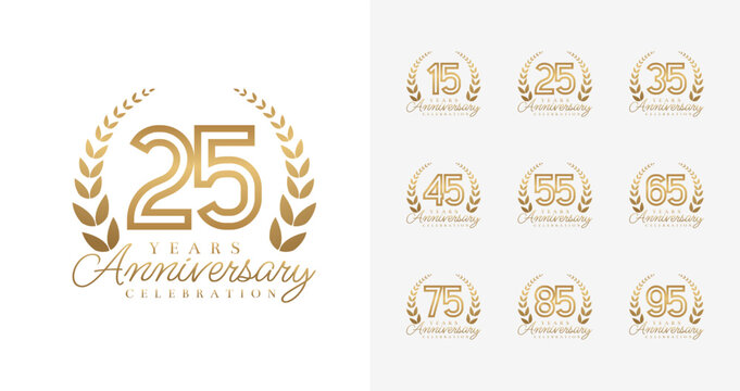 Shiny anniversary logo collections. Number for birthday event or invitation card with Luxury concept