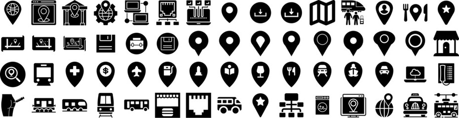 Set Of Local Icons Isolated Silhouette Solid Icon With Icon, Business, Sign, Vector, Store, Shop, Local Infographic Simple Vector Illustration Logo