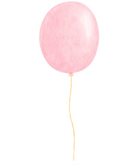 Watercolor illustration of pink balloon isolated on transparent background © Maple3Studio