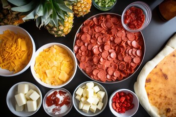 an endless variety of pizza toppings, including spicy pepperoni and tangy pineapple, created with generative ai