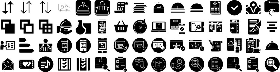 Set Of Order Icons Isolated Silhouette Solid Icon With Icon, Buy, Delivery, Shop, Online, Store, Order Infographic Simple Vector Illustration Logo