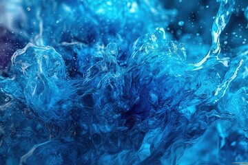 Fototapeta na wymiar A captivating image capturing the energy and motion of abstract turbulent water in vibrant blue tones.