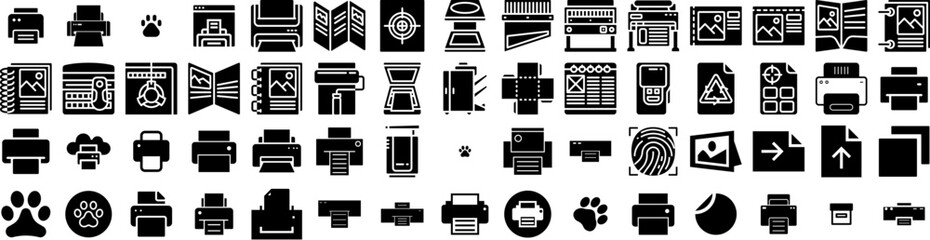 Set Of Print Icons Isolated Silhouette Solid Icon With Design, Color, White, Black, Print, Vector, Illustration Infographic Simple Vector Illustration Logo