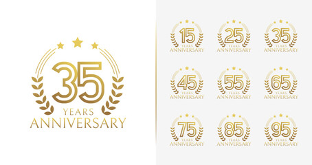 Gold anniversary logo collections. Number for birthday event or invitation card with minimal style