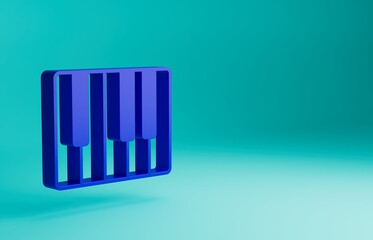 Blue Music synthesizer icon isolated on blue background. Electronic piano. Minimalism concept. 3D render illustration