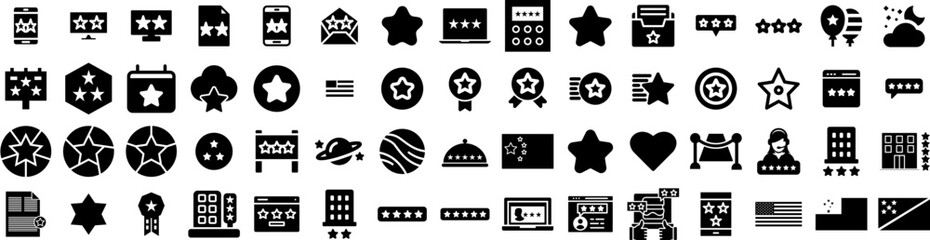 Set Of Stars Icons Isolated Silhouette Solid Icon With Shape, Icon, Sign, Vector, Symbol, Star, Design Infographic Simple Vector Illustration Logo