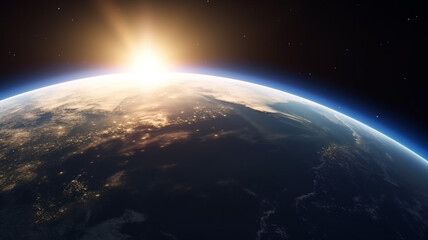 Fototapeta na wymiar Sunrise on the earth seen from the space