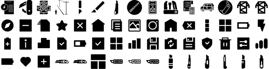 Set Of Utility Icons Isolated Silhouette Solid Icon With Technology, Energy, Utility, Electric, Electricity, Power, Supply Infographic Simple Vector Illustration Logo