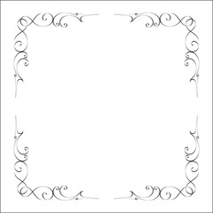 Elegant black and white monochrome ornamental border for greeting cards, banners, invitations. Vector frame for all sizes and formats. Isolated vector illustration.	